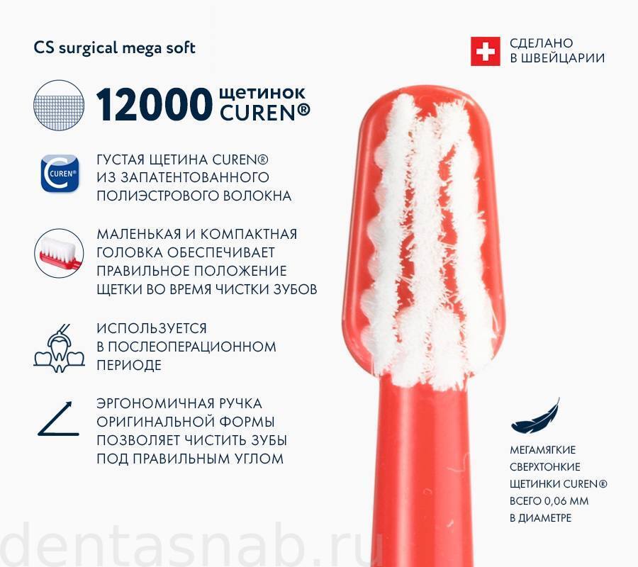 Зубная щетка CURAPROX Surgical 12000 Mega Soft, для гигиены полости рта после стоматологических и хирургических вмешательств   (d=0.06, 12000), в блистерной упаковке